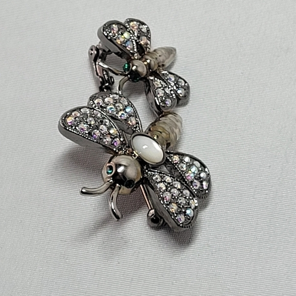 Vintage Butler Aurora Borealis rhinestone dragonfly brooch pin silver tone - Picture 5 of 11